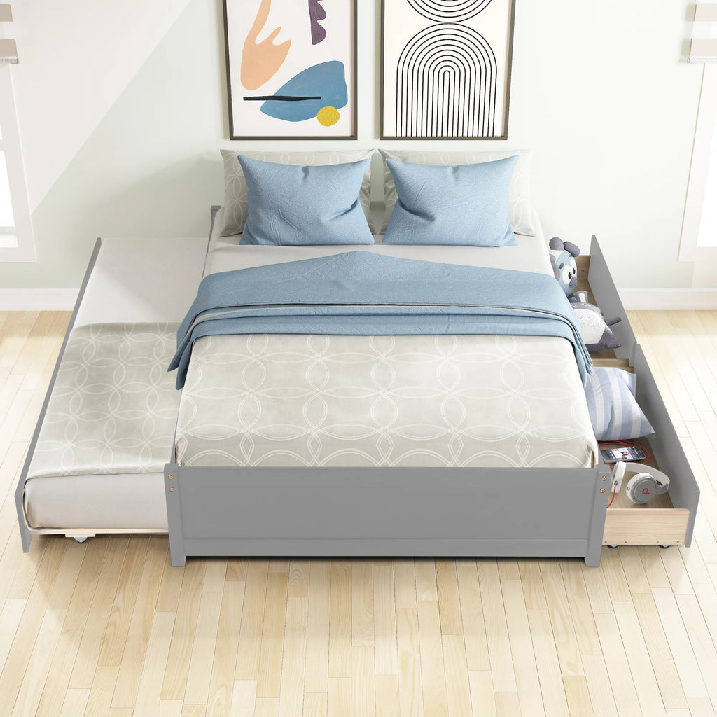 Full Bed with Twin Size Trundle and Two Drawers Z471
