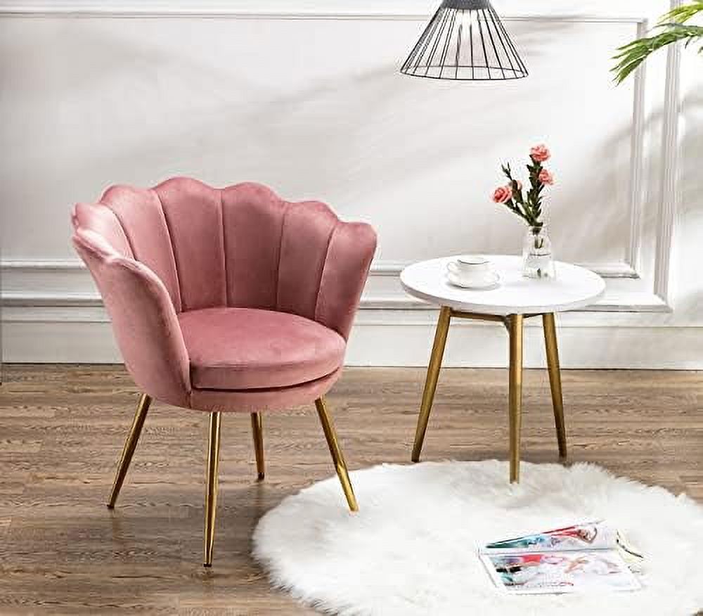 Cream White Velvet Shell Shaped Accent Chair H625489