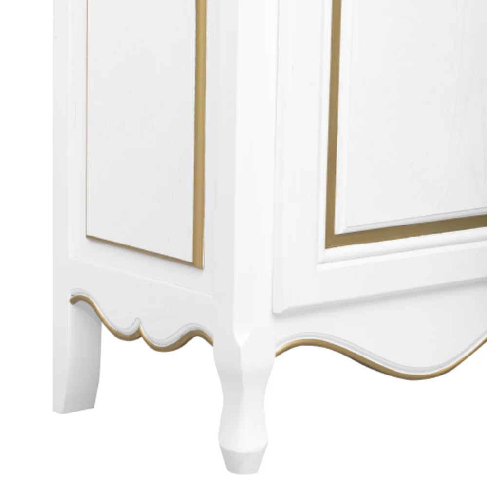 White Storage Cabinet with 2 Doors and Solid Wood Legs V77968