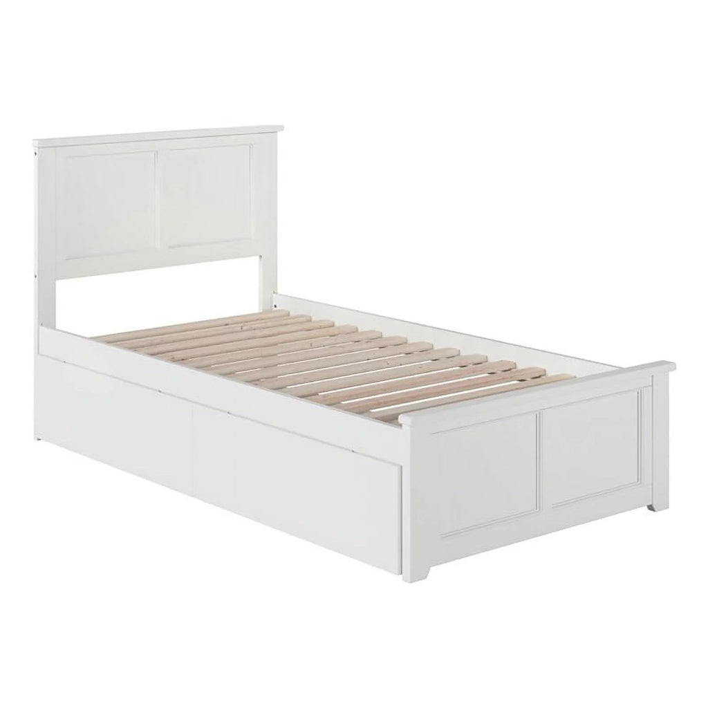 White Solid Wood Twin XL Storage Platform Bed L1688