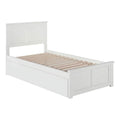 White Solid Wood Twin XL Storage Platform Bed L1688