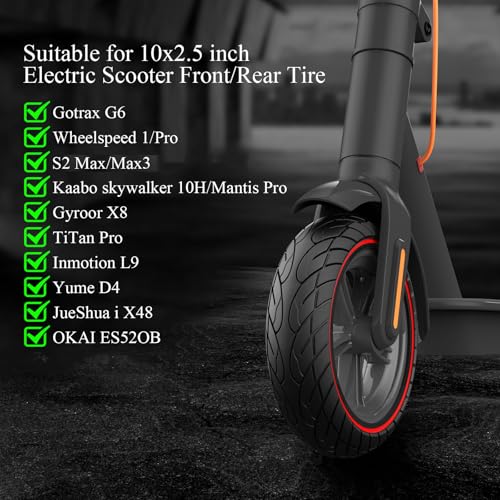 10x2.50 Solid Rubber Tubeless Scooter Tire 2pc Red Y8626
