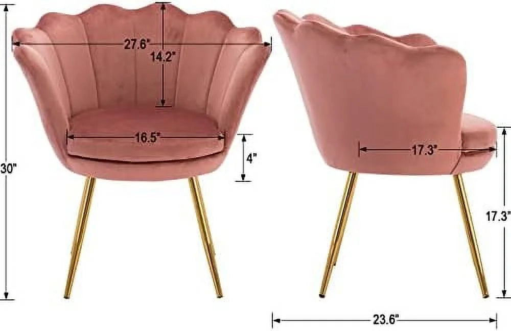 Cream White Velvet Shell Shaped Accent Chair H625489
