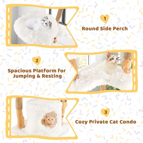Solid Wood Cat Tree with Scratching Posts (34 Inch) E800622