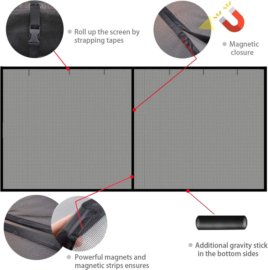 16x7Ft Magnetic Closure Fiberglass Mesh Garage Door Screen D4881