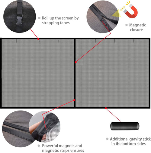 16x7Ft Magnetic Closure Fiberglass Mesh Garage Door Screen D4881