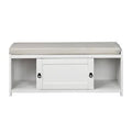 White Wood Storage Bench with 2 Cabinets G933