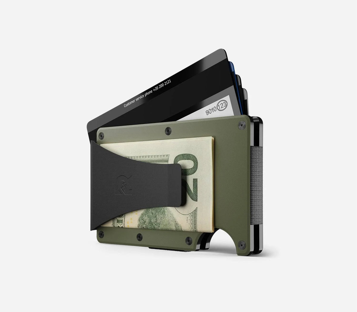 Matte Olive Aluminum Cash Strap Wallet U6786