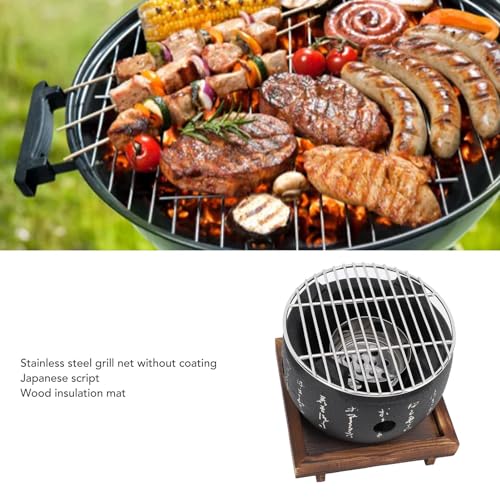 Mini Portable Round Aluminum Alloy Charcoal Hibachi Grill W27296
