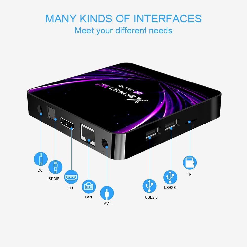 Android TV Box 11.0 Quad Core 4GB RAM 32GB ROM Dual-WiFi 2.4G 5G HDR10 BT5.0 USB 2.0 3D Ethernet with Mini Backlit Keyboard X153243