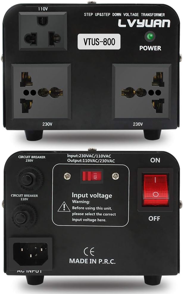 Voltage Transformer Converter 800 Watt Step Up/Down with 1 US Outlets, 2 Universal Outlets Pack of 2 K6651