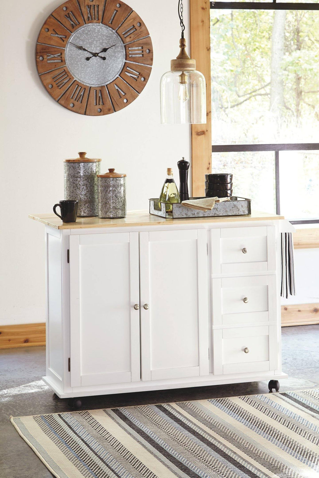 White/Light Brown Kitchen Cart Y76308