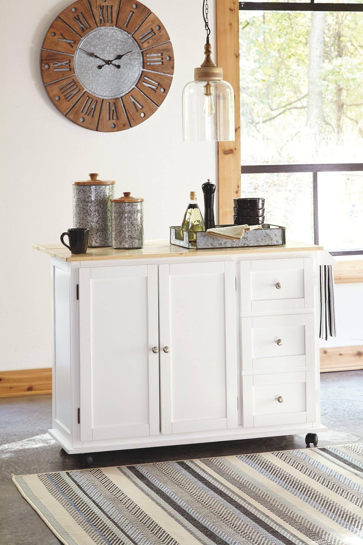 White/Light Brown Kitchen Cart Y76308