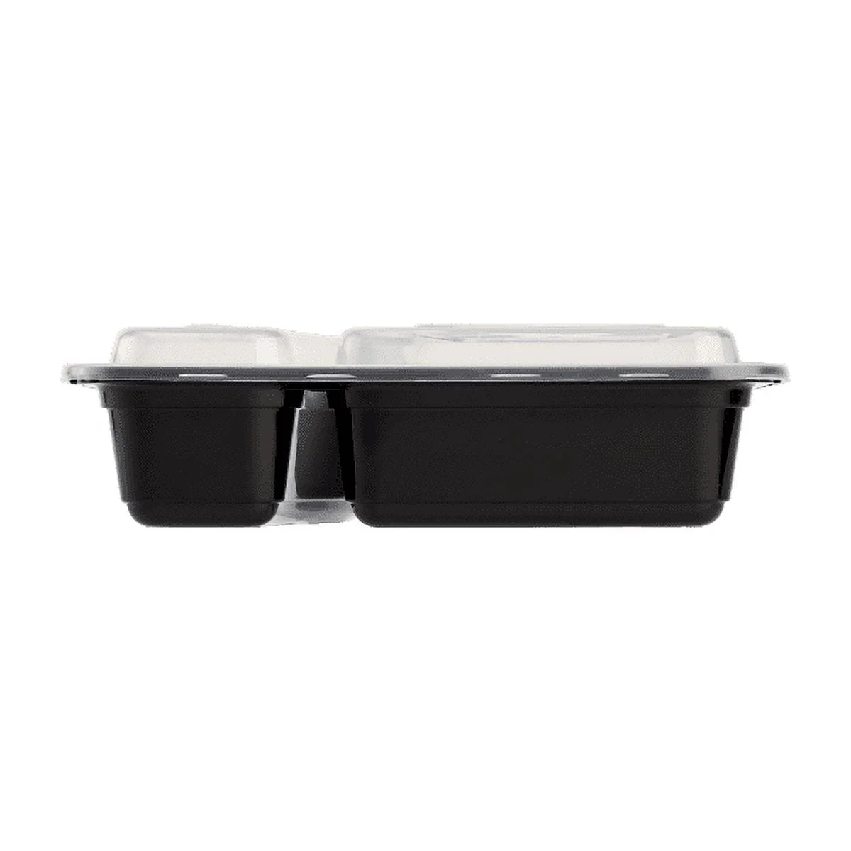 38 oz. Black Rectangular 2-Compartment Food Containers with Clear Lids G89960