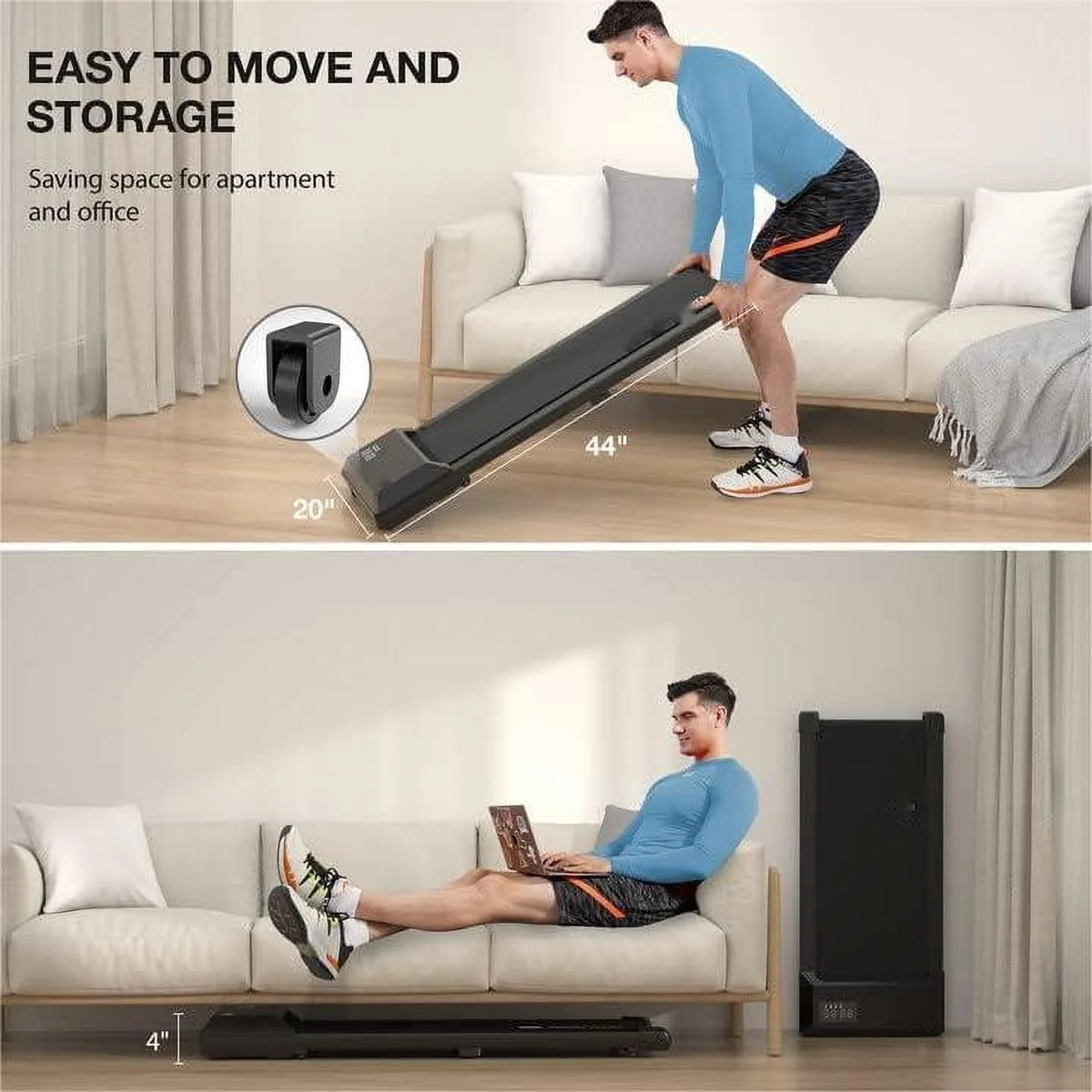 Under Desk Treadmill 2 in 1 Portable Walking Pad 2.5HP C33766