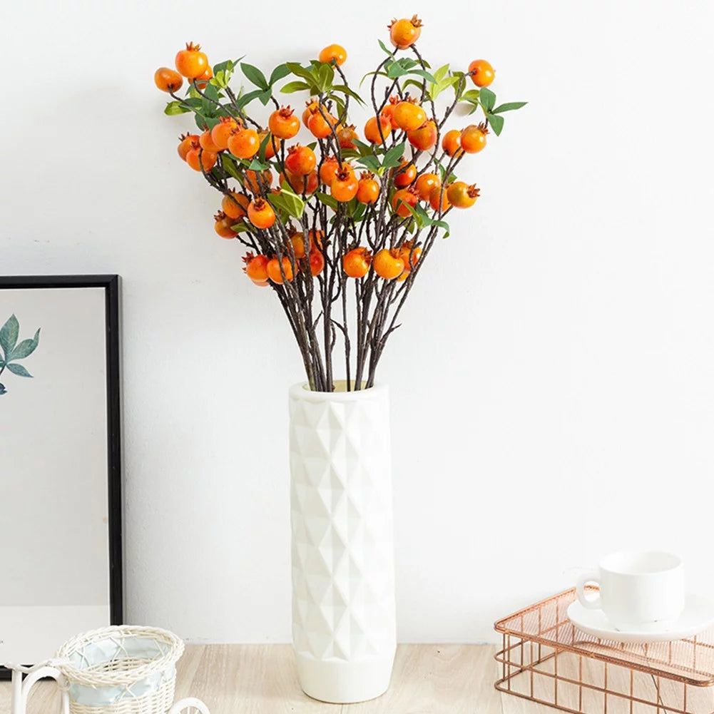 9 Heads Artificial Pomegranate Branch with Leaves Q925