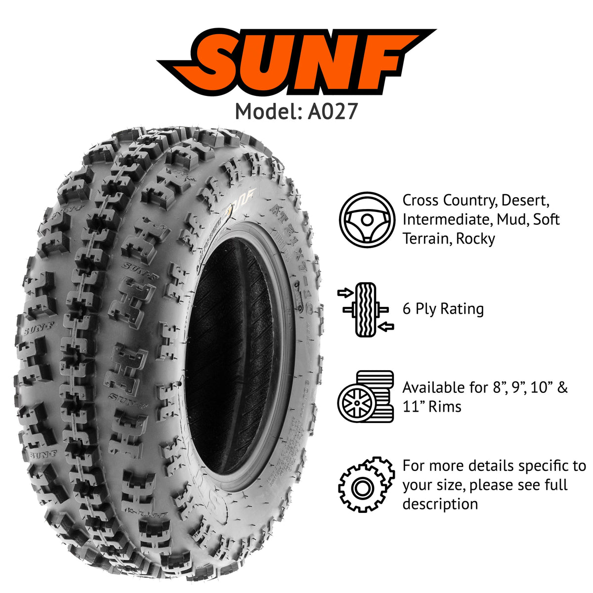 21x7-10 & 20x11-9 ATV UTV Tires Set of 4 W163329