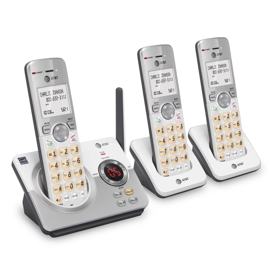 Expandable Cordless Phone with Answering System and Caller ID, 3 Handsets, White/Silver U28994