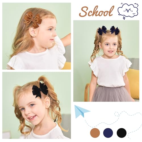 Velvet Hair Bows, 20PCS 3" Alligator Clips T63728