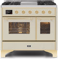 Antique White Dual Fuel Propane Gas Range with Brass Trim H7080