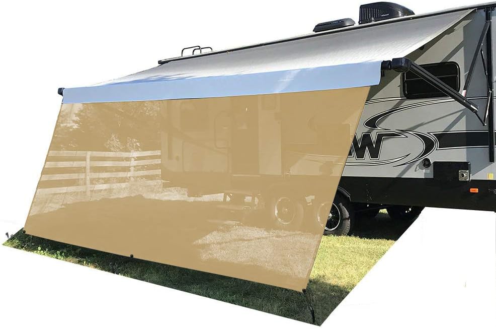 RV Awning Sun Shade Mesh Screen 6'X12'3'' Black UV Sunblock Kits Motorhome Trailer Canopy Shelter X441821