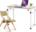 Overbed Table Mobile Computer Desk with Wheels Metal Legs Storage Shelves 47.24inch Black W433