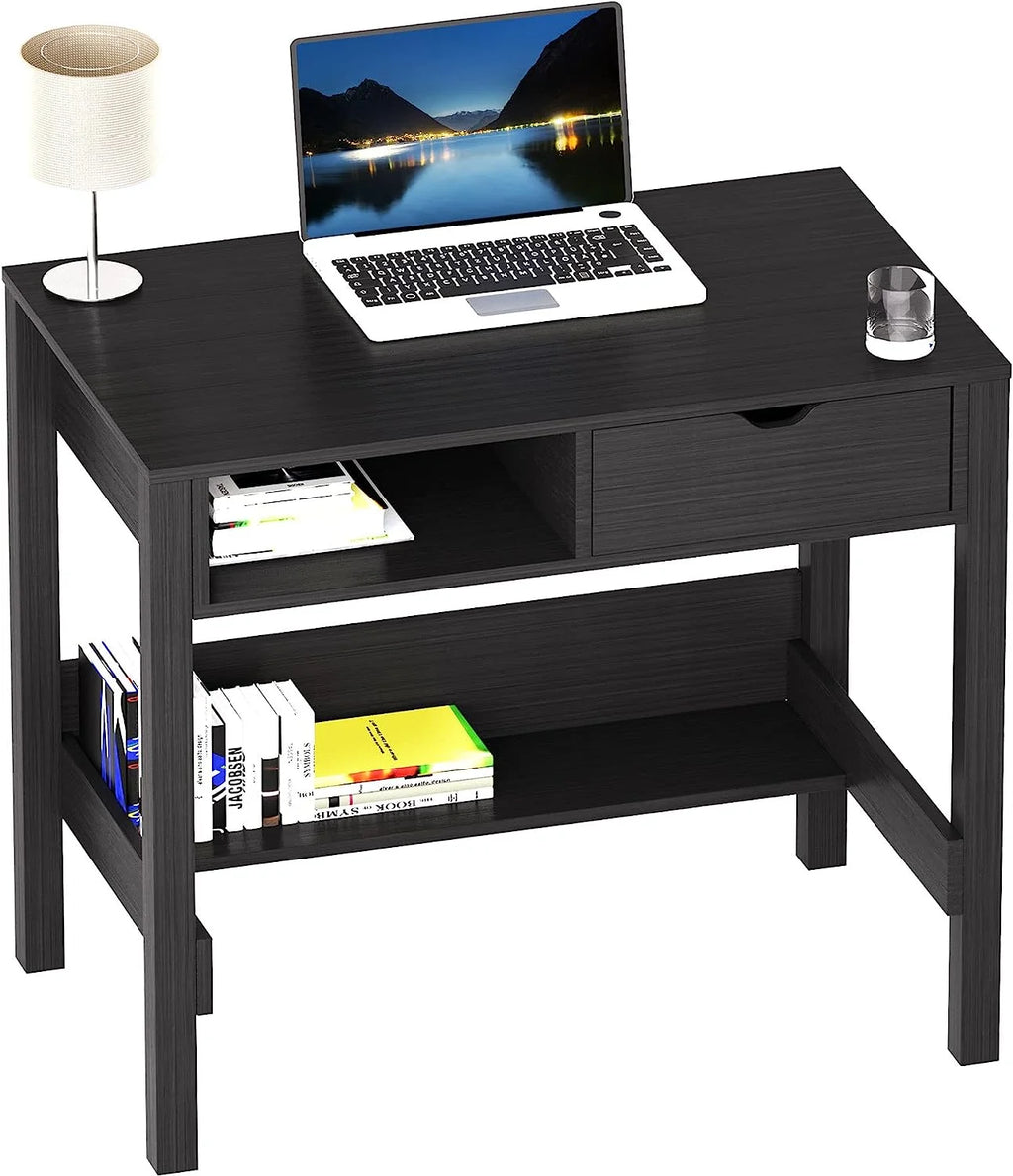 Black 32 inch Computer Desk with Drawers W230288