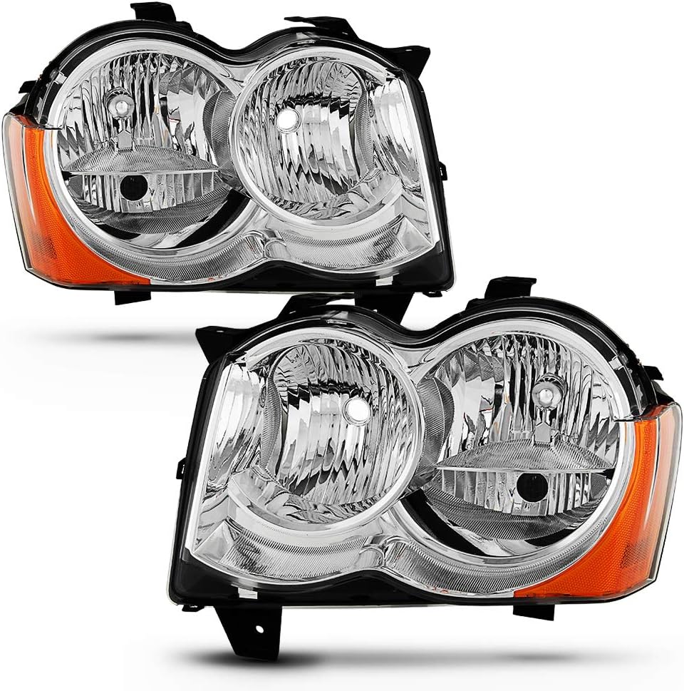 Jeep Grand Cherokee Factory Headlights Headlamps Driver + Passenger Side W82234