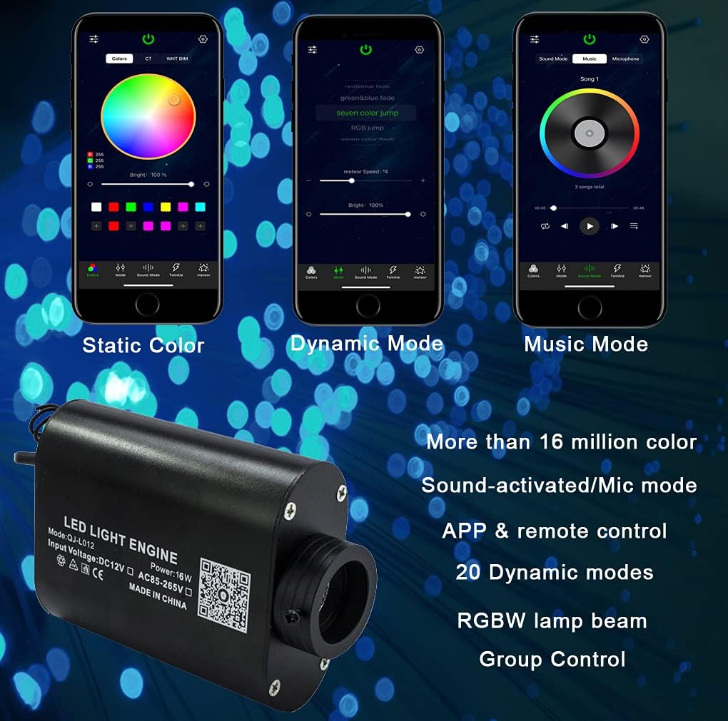 Car Use Bluetooth Fiber Optic Star Ceiling Lighting Kits 335pcs 13.1ft Optical Fibers Sound Activated Z347736