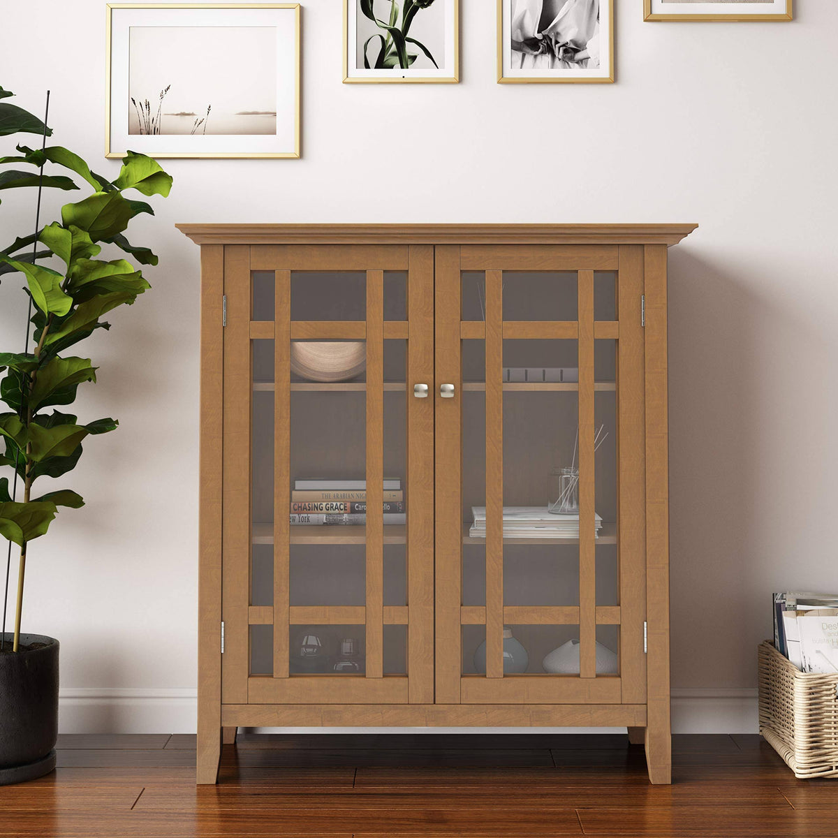 Solid Wood Medium Storage Cabinet in Light Golden Brown P35367