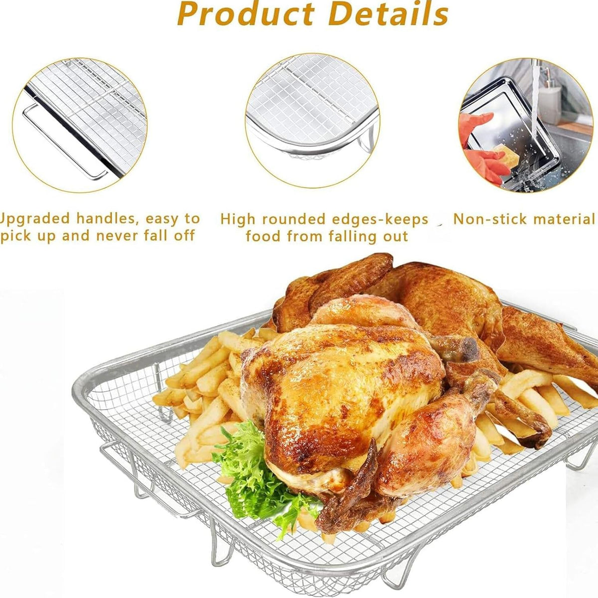 Stainless Steel Air Fryer Basket and Tray Set, 15.4" x 11.5" P698