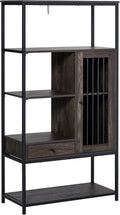 4-Tier Industrial Style Bookcase with Drawer and Cabinet Y198924