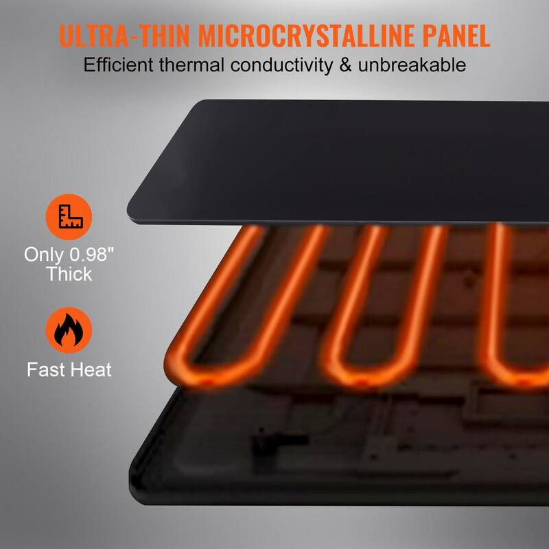 Black Portable Tempered Glass Electric Warming Tray A9728