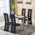Transparent & Black Tempered Glass Dining Table Set with 4pcs Chairs R33781