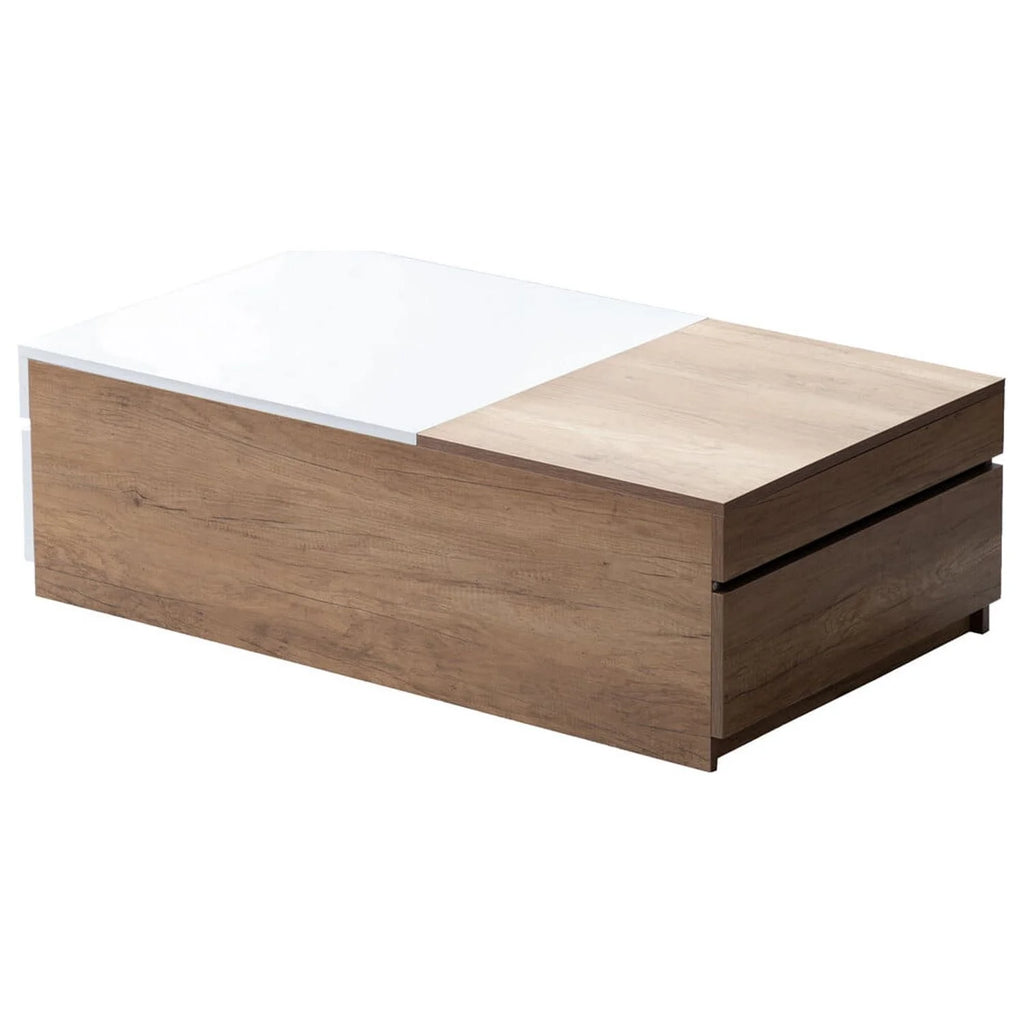 Light Brown Engineered Wood Coffee Table with Hidden Compartments R313
