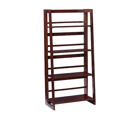 Walnut 4-Shelf Ladder Bookcase Z92685