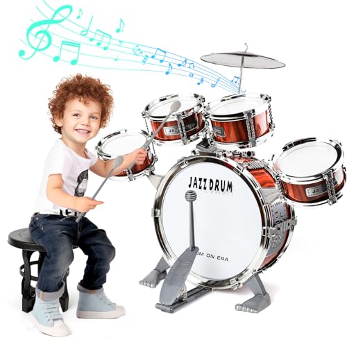 Kids Jazz Drum Set with 5 Drums Percussion Musical Instruments A357