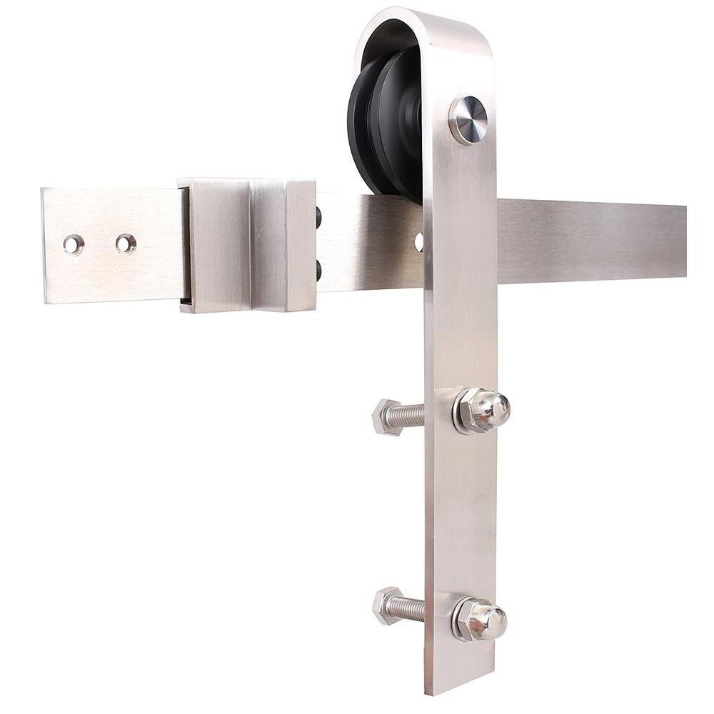 24 in. x 84 in. Brown Solid Knotty Pine Wood Interior Sliding Barn Door with Hardware Kit P49170