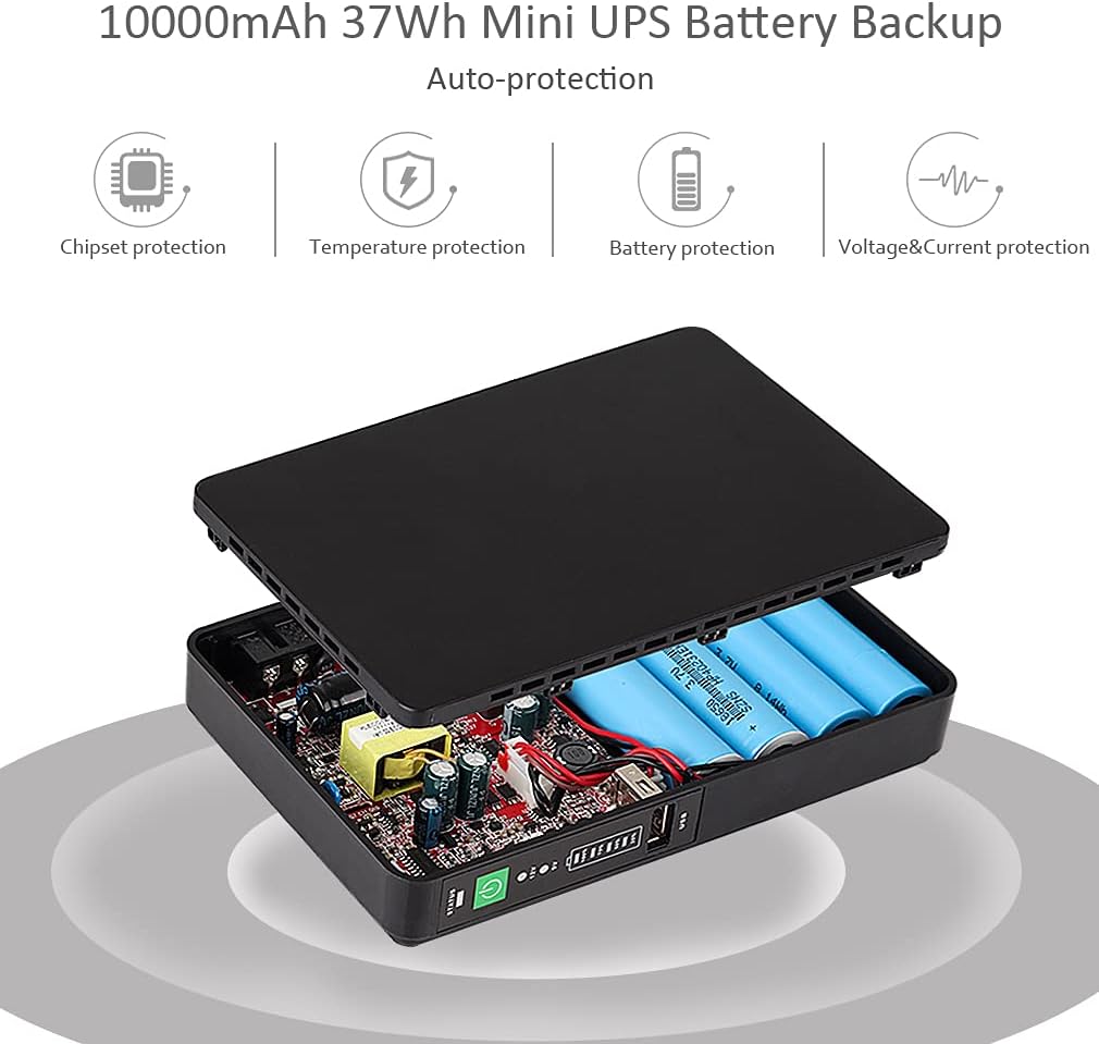 Mini UPS Battery Backup Uninterruptible Power Supply 10000mAh Pack of 2 R690582