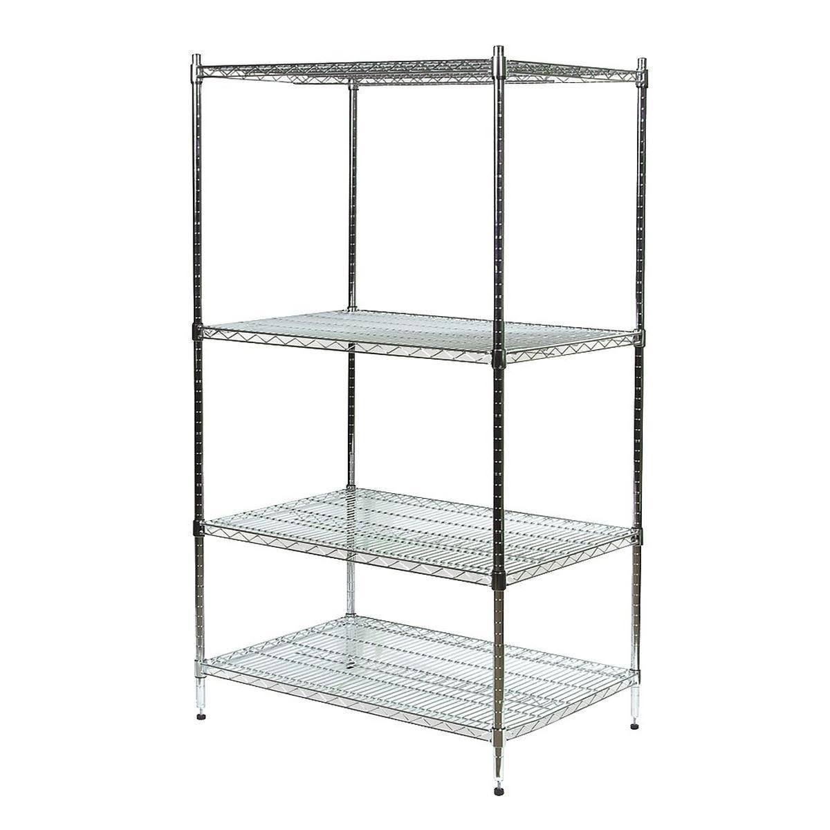 Chrome Wire Shelving Unit, 4 Shelves C135