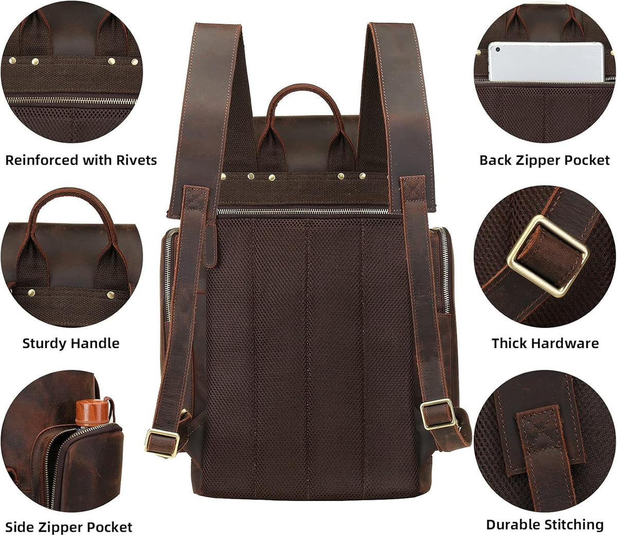 Leather 15.6 inch Laptop Backpack P615
