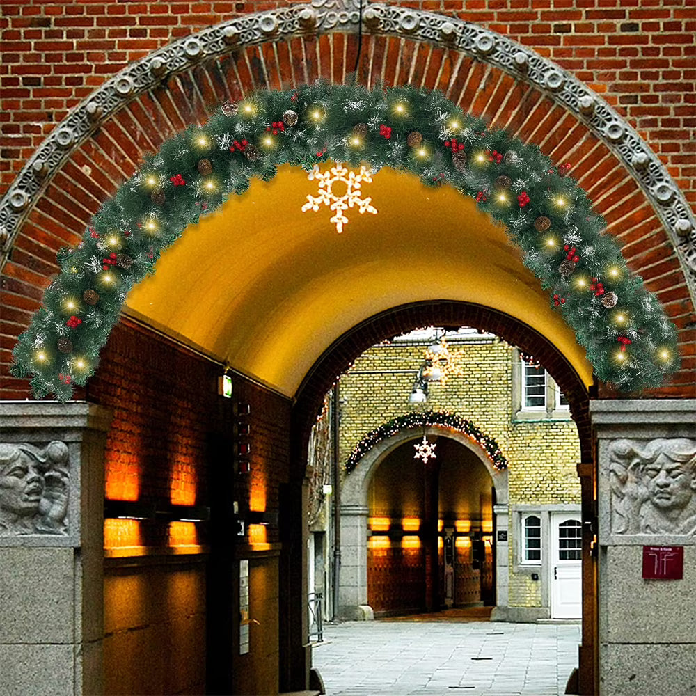 2 Pcs 6ft Pre-Lit Christmas Garland with 40 Waterproof LED Light and Pine Cones and Berries, Battery Operated W41125