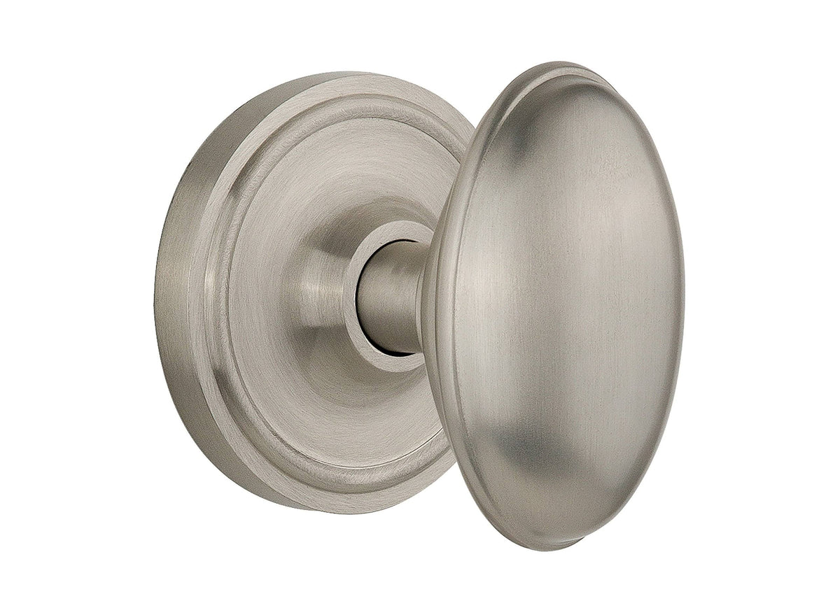 Classic Rosette Interior Mortise Door Knob, Satin Nickel T787