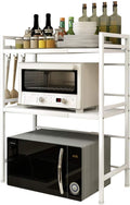 White 3-Tier Expandable Height Adjustable Carbon Steel Microwave Shelf I830