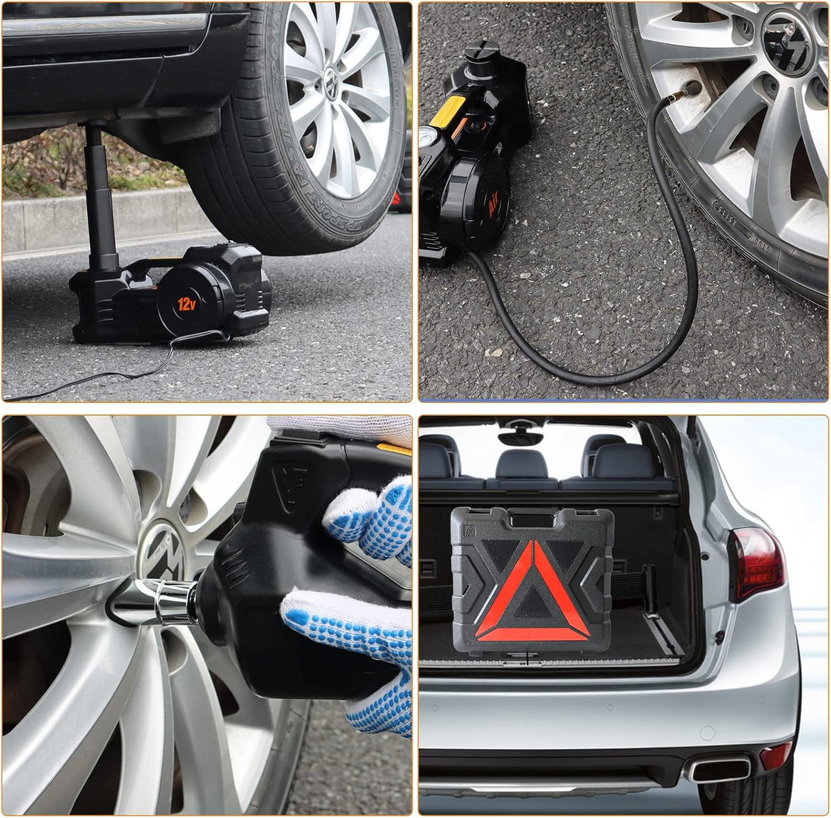 Electric Car Jack Kit 5 Ton Hydraulic Floor Jack with Impact Wrench and Tire Inflator L86360