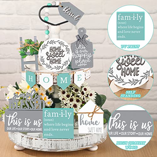 Two Tiered Tray with 11 Pcs Wooden Signs A474