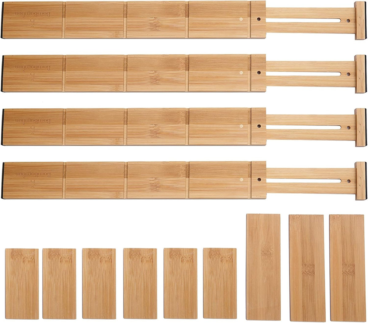4 Pack Bamboo Drawer Dividers with 9 Inserts T32672