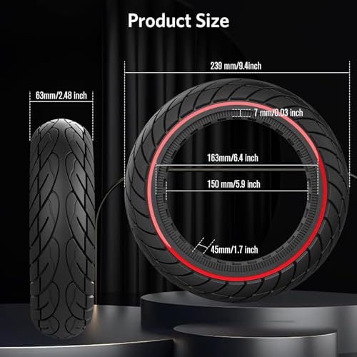 10x2.50 Solid Rubber Tubeless Scooter Tire 2pc Red Y8626