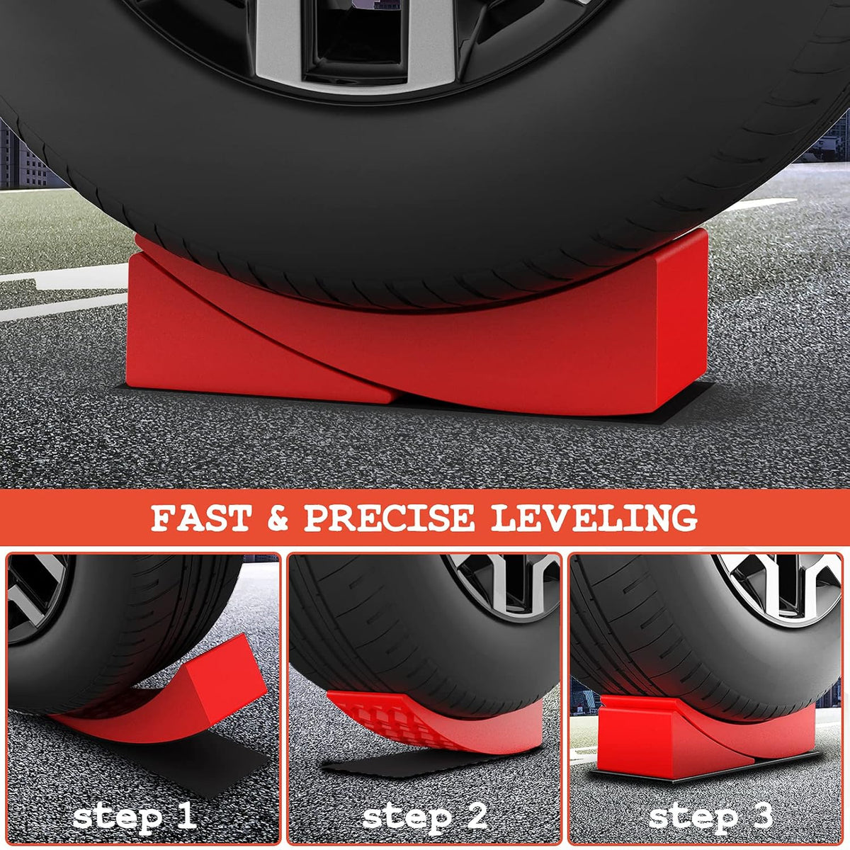RV Leveling Blocks Kit with Curved Levelers and Chocks I4690