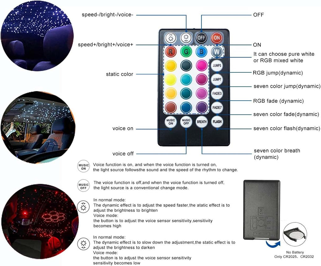 Car Use Bluetooth Fiber Optic Star Ceiling Lighting Kits 335pcs 13.1ft Optical Fibers Sound Activated Z347736
